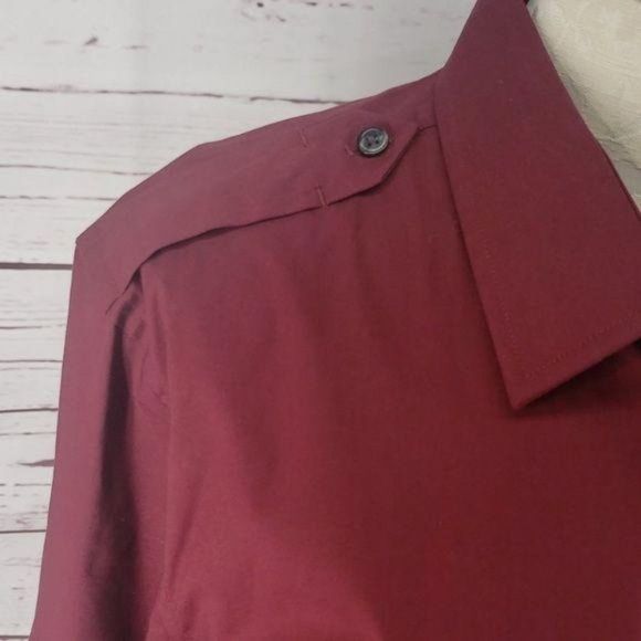 Express Men's Burgundy Fitted Button Down Long Sleeve Nice Shirt Size Large - Picture 6 of 10
